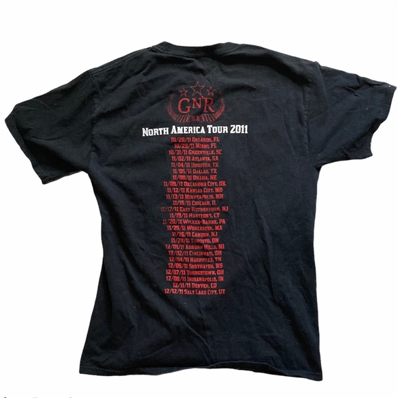 Guns N Roses Official GNR Merchandise 2011 Concert T-Shirt Axl Rose Tour Dates - Picture 2 of 2